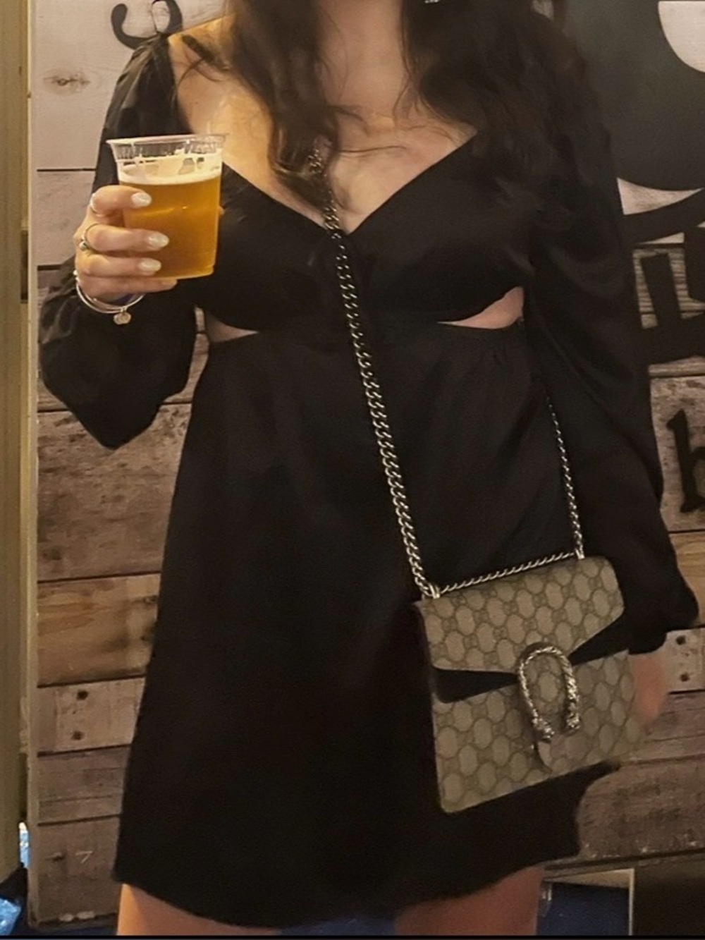 Dynamite Clothing Black Cut-Out Long Sleeve Dress